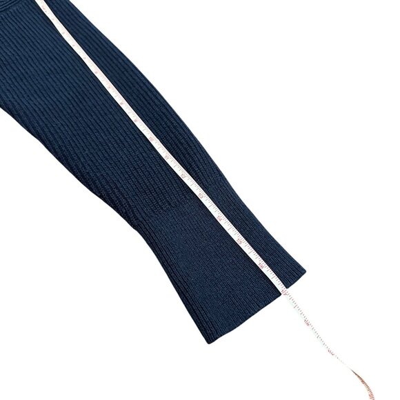 LL Bean Cardigan Women L Reg Navy Blue Knit Duster Long Pockets Open Sweater - Picture 11 of 12